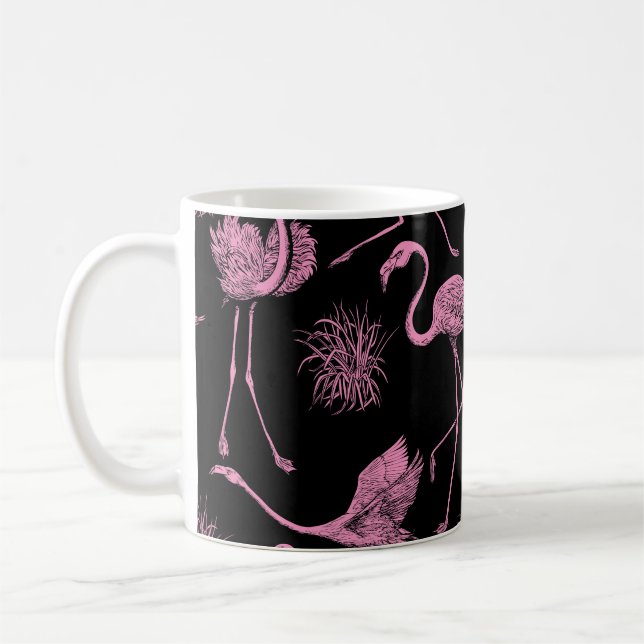 Taza De Café Aves abstractas: Patrón de moda monocromo (Izquierda)