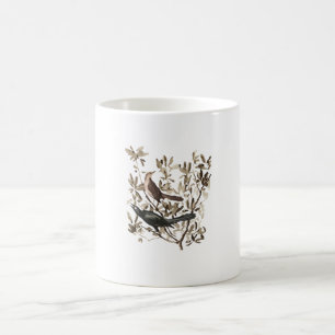 Taza De Café Aves Acuarela Vintage en Ramas Decorativas