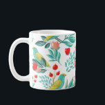 Taza De Café Aves acuarelas, Navidades de Cranberry y Greenery<br><div class="desc">Celebra la mágica y festiva temporada de fiestas con nuestros personalizados tazas de vacaciones ilustrativas. El diseño incluye nuestras propias aves dibujadas a mano sobre hermosas ramas de follaje y arándanos. El patrón se envuelve alrededor de la taza. (Se puede personalizar el color de fondo) Todas las obras de arte...</div>