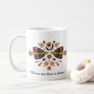 Taza De Café Aves amorosas El día de San Valentín de arte folcl
