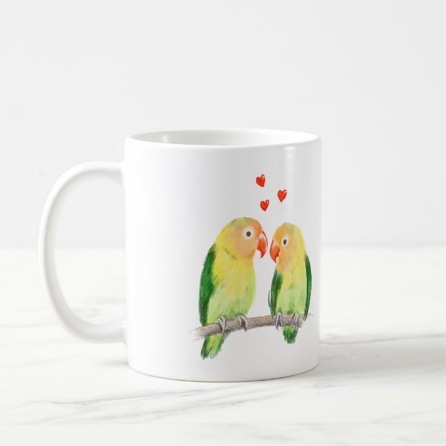 Taza De Café Aves amorosos con nombres (Izquierda)