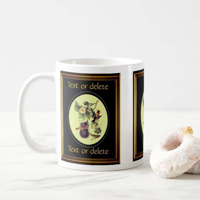 Taza De Café Aves Audubónicas de época Orioles Personalizados (Con donut)