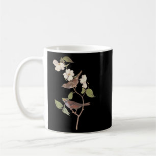 Taza De Café Aves Audubónicas de espadín blanco con flores