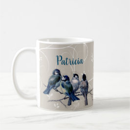 Taza De Café Aves azules en una rama