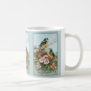 Taza De Café Aves Azules Vintage Pascua