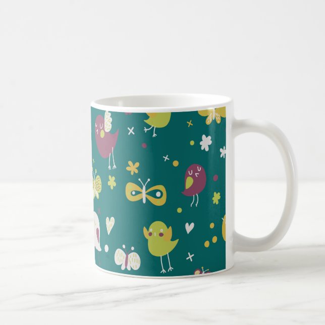 Taza De Café Aves caprichosas y mariposas (Derecha)