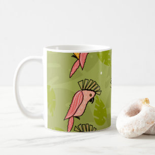 Taza De Café Aves Cockatoo Verdor Monstera