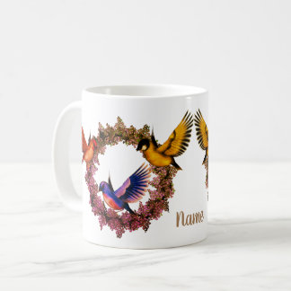 Taza De Café Aves Con Flores Se Personalizan