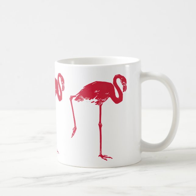 Taza De Café Aves de época, flamencos rosas con una pierna arri (Derecha)
