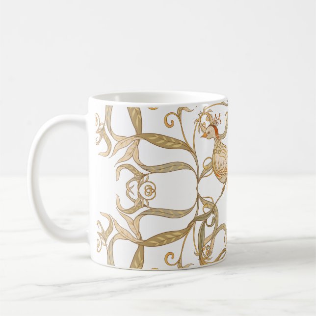 Taza De Café Aves de flores de Art Nouveau (Izquierda)
