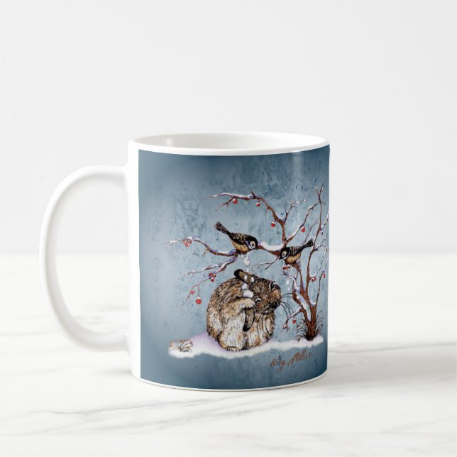 Taza De Café Aves de nieve conejito y pesky (Izquierda)