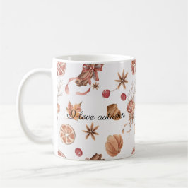 Taza De Café Aves de otoño flores y hojas acuarela