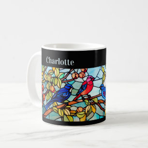 Taza De Café Aves de vidrio manchado Art Deco personalizadas