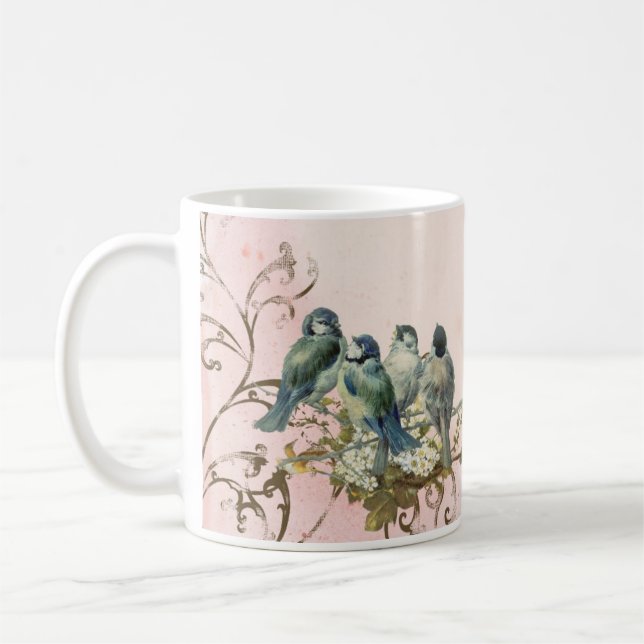 Taza De Café Aves de Woodland Encantadas Dove Swirl Personaliza (Izquierda)