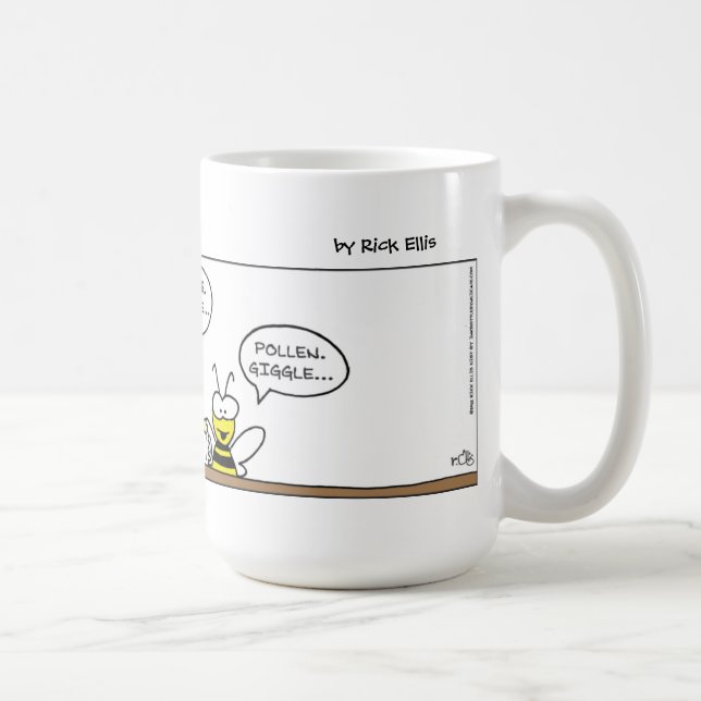 Taza De Café Aves divertidas y abejas (Derecha)