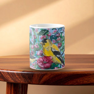 Taza De Café Aves en el patio de atrás pintadas a mano
