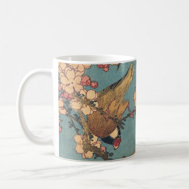 Taza De Café Aves flores Hokusai Arte Japonés (Izquierda)