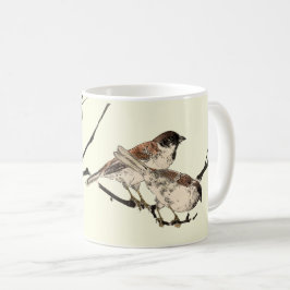 Taza De Café Aves japonesas antiguas y flores de cerezo