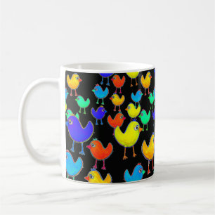 Taza De Café Aves multicolores divertidas