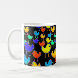 Taza De Café Aves multicolores divertidas