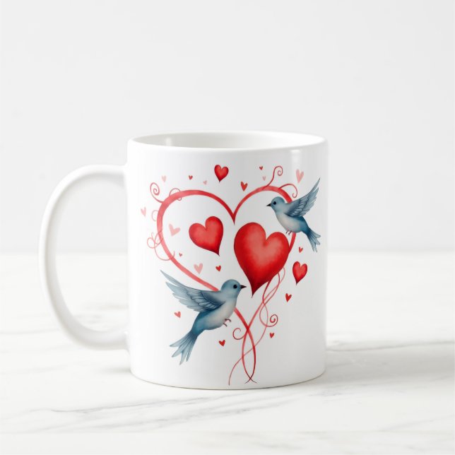 Taza De Café Aves para El día de San Valentín (Izquierda)