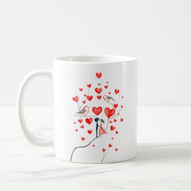Taza De Café Aves para El día de San Valentín (Izquierda)
