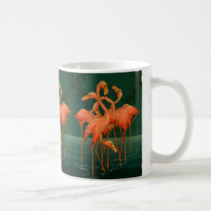 Taza De Café Aves silvestres vintage, flamencos rosados tropica