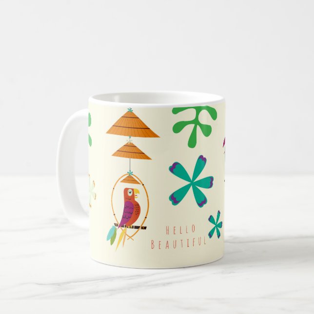 Taza De Café Aves tiki Personalizado personalizado de arte retr (Anverso izquierdo)