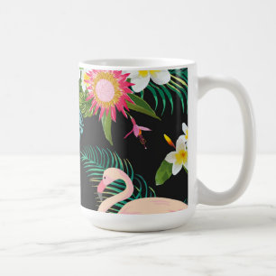 Taza De Café Aves Tropicales Flores Paisaje del Agua Flamingo