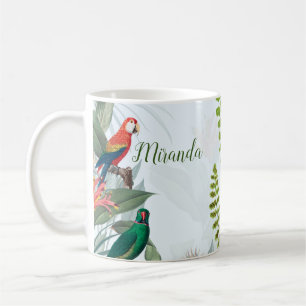 Taza De Café Aves tropicales loros y follaje