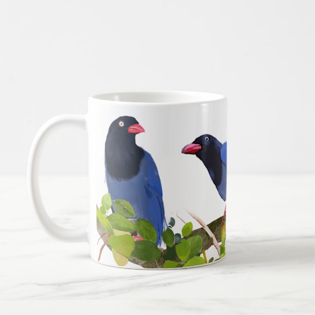 Taza De Café Aves --Urraca azul de Taiwán (Izquierda)