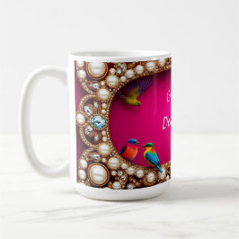 Taza De Café Aves Vibrantes Rodeadas por un Marco de Joyería Or