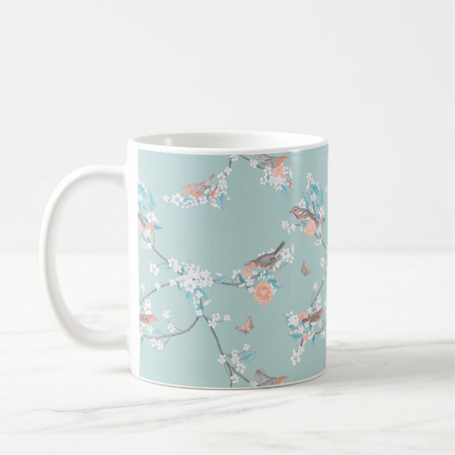 Taza De Café Aves y flores (Izquierda)