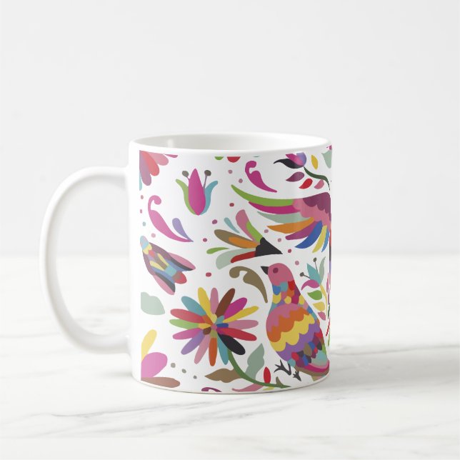 Taza De Café Aves y flores mexicanas tradicionales (Izquierda)