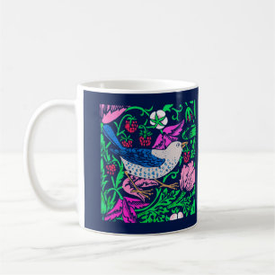 Taza De Café Aves y flores William Morris, Marina y Fuchsia