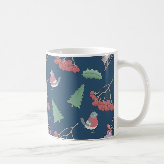 Taza De Café Aves y navidades azules (Derecha)