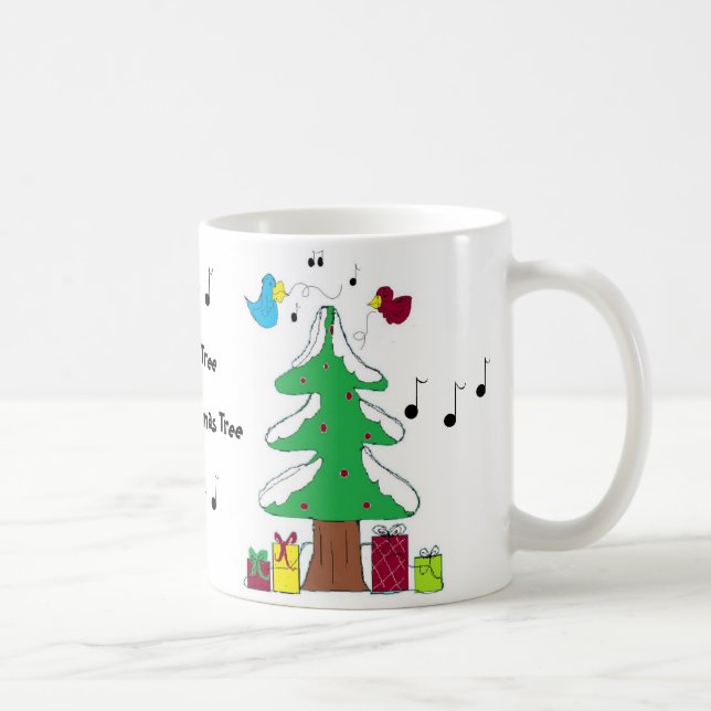 Taza De Café Aves y notas musicales Navidades mug (Derecha)