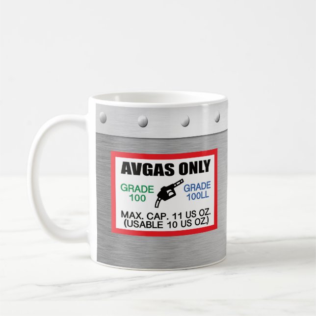Taza De Café AVGAS / 100LL sólo combustible 11 oz (Izquierda)