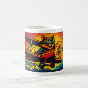 Taza De Café Aviador de gatos en horizonte