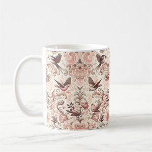 Taza De Café Aviario victoriano: Un jardín rosa pastel