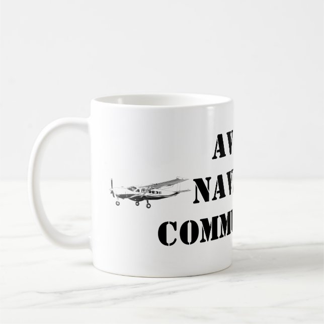 Taza De Café AVIATE NAVIGATE COMMUNICATE Airplane Mug for Pilot (Izquierda)