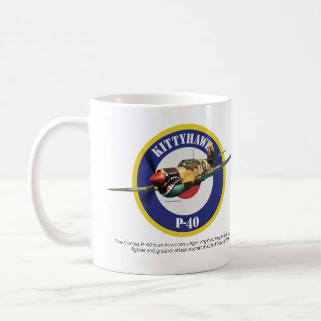 Taza De Café Aviation Art Mug " P-40 Kittyhawk" (Izquierda)