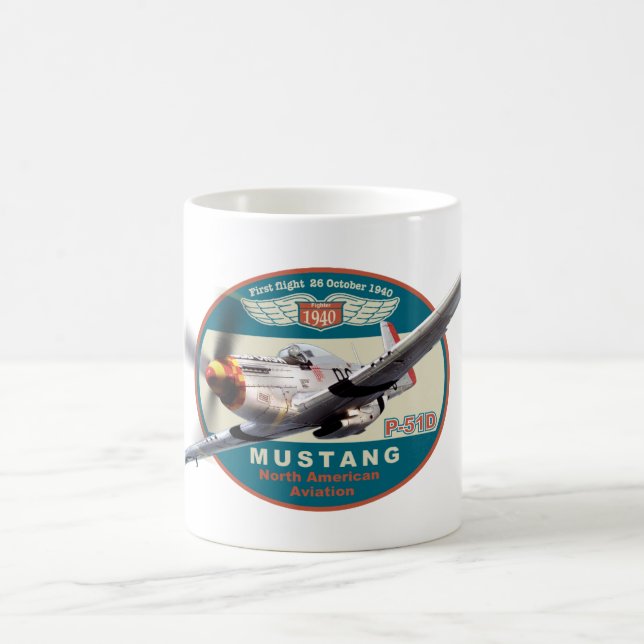 Taza De Café Aviation Art Mug "P-51 Mustang" (Centro)