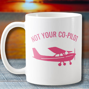 Taza De Café Avión Cessna Rosa No Soy Tu Copiloto Mujer Diverti
