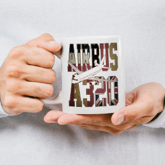 Taza De Café Avión de línea Airbus A320. Banderas europeas anti