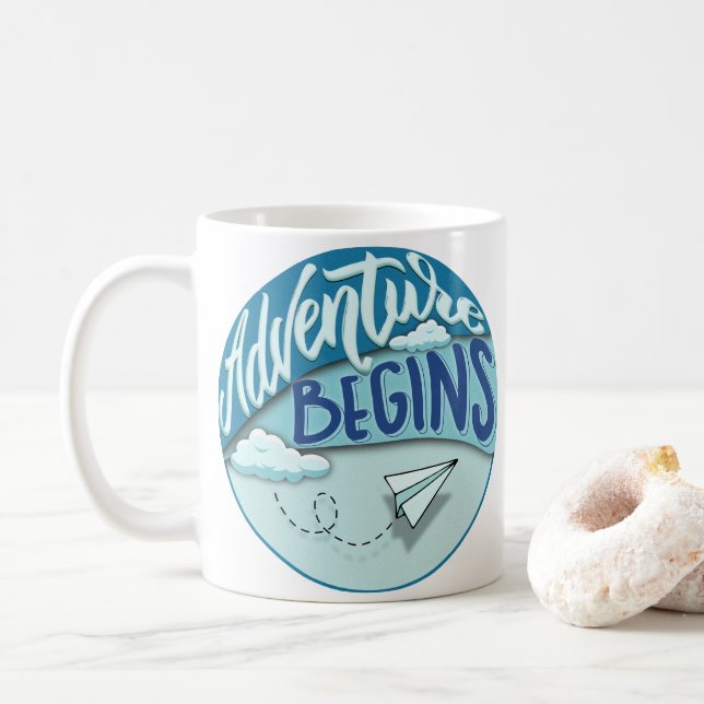 Taza De Café Avión de papel | Comienzo de la aventura (Con donut)