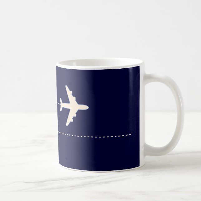 Taza De Café avión de viaje con línea de puntos (Derecha)