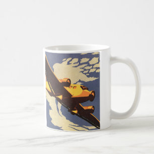 Taza De Café Avión de Viaje y Transporte Vintage