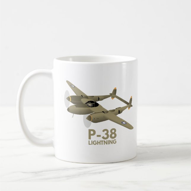 Taza De Café Avión ligero P-38 WW2 (Izquierda)
