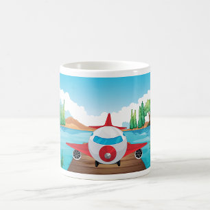 Taza De Café Avión personalizado en Lake Dock aventura de viaje